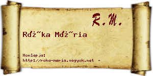 Róka Mária névjegykártya